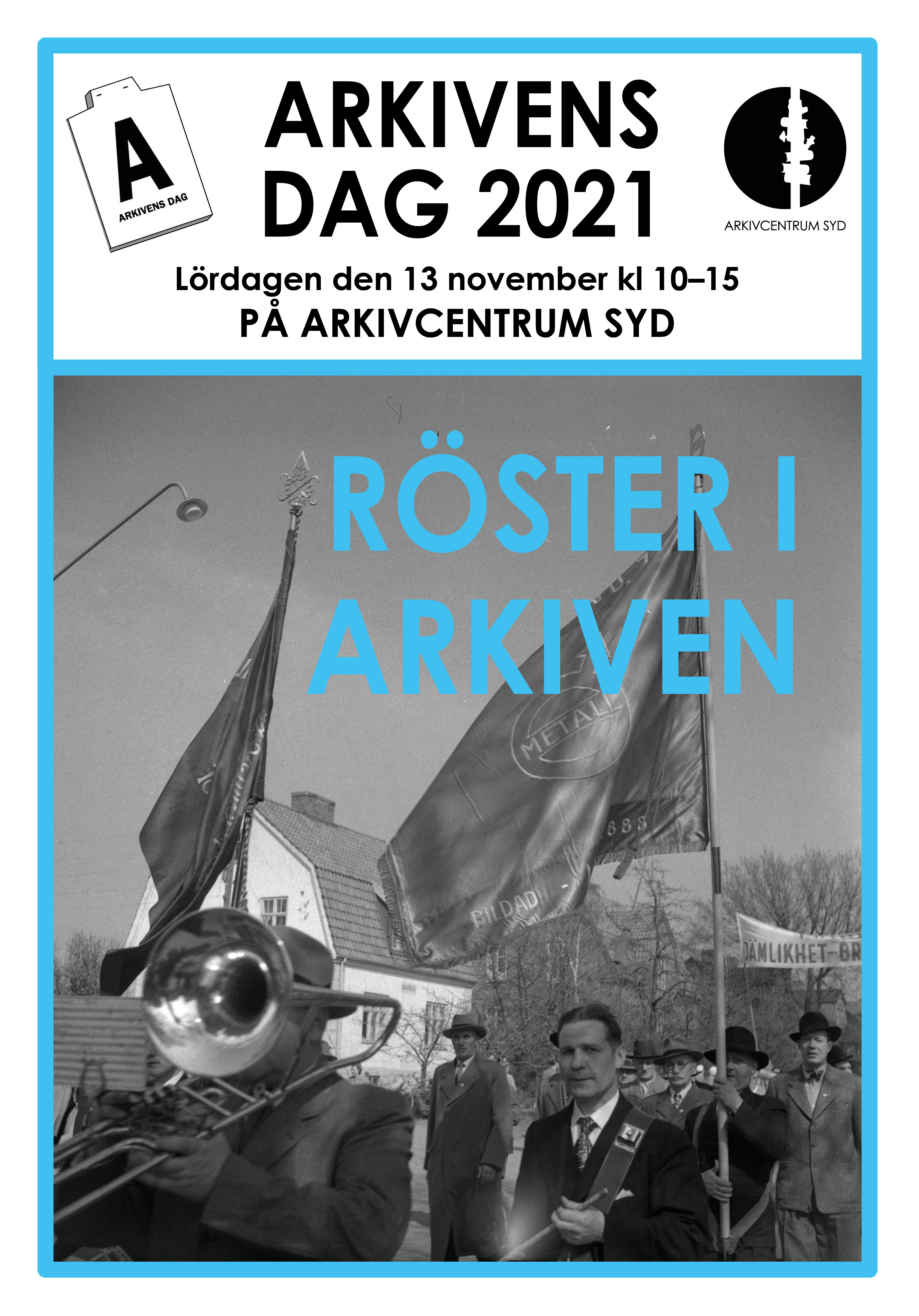 Framsida programblad Arkivens dag Arkivcentrum Syd 13 november  2021