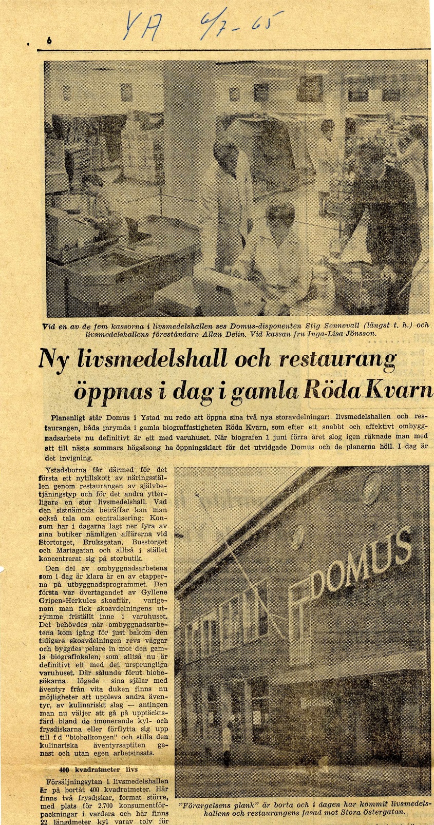 Pressklipp från Ystads Allehanda.