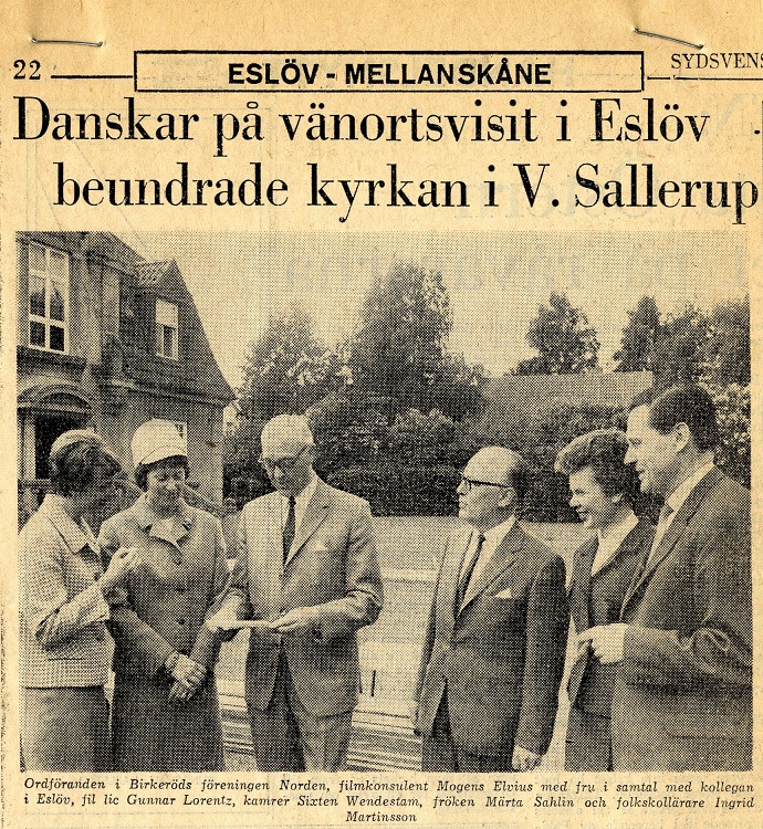 Pressklipp från Sydsvenska Dagbladet, troligen sent 1960-tal. Ur arkivet från Föreningen Norden i Eslöv.