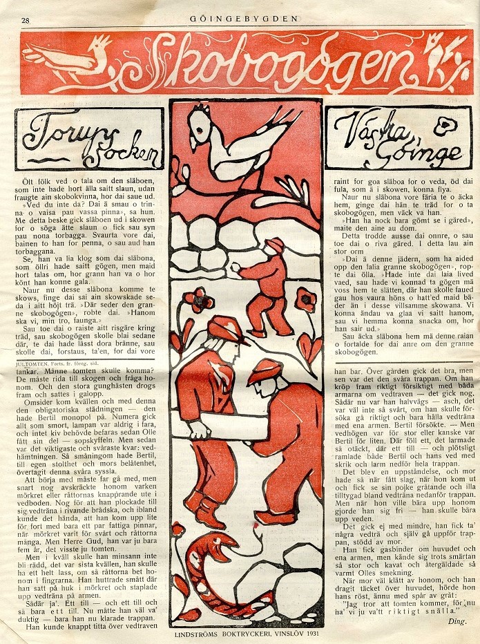 ”Göingebygden” - Socialdemokratisk Tidning för Göinge Härader, 1931. ”Göingebygden” - Socialdemokratisk Tidning för Göinge Härader, 1931.