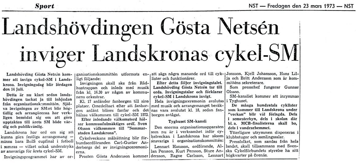 Kopia av pressklipp ur NST, 23 mars 1973.