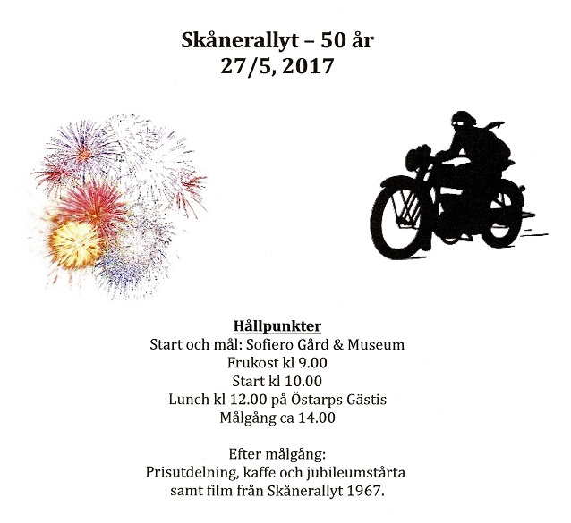 Hållpunkter för Skånerallyts 50-årsjubileum 2017.