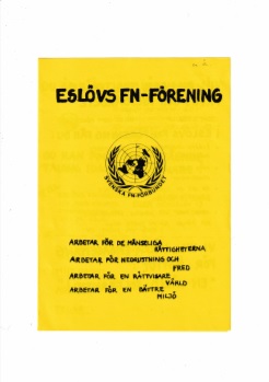 Eslövs FN-förening - Flygblad för medlemsvärvning - Källa