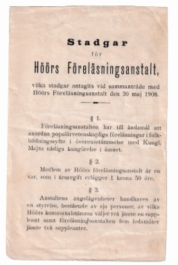 Höörs föreläsningsanstalt - Stadgar 1913 - Källa