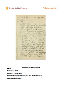 Studiematerial - Svenska bokbindareförbundet avd. 613 i Kvidinge skrivelser 1907 Studiematerial - Svenska bokbindareförbundet avd. 613 i Kvidinge skrivelser 1907